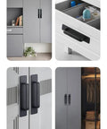 Adhesive Cabinet Handles Self Stick Drawer Pulls Black Zinc Alloy No Drill Required For Kitchen Cabinets Drawers Refrigerators Windows And Sliding Doors 8.25 Inch Length Anti Fingerprint Coating Resists Smudges And Water Stains on gray cabinets