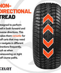 Course Pro 205-50-10 Golf Cart Tires 4-Ply Tubeless Street Style Tread with non-directional design for smooth ride