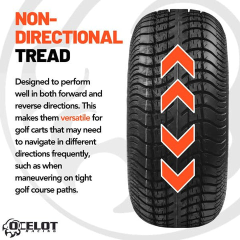 Course Pro 205-50-10 Golf Cart Tires 4-Ply Tubeless Street Style Tread with non-directional design for smooth ride