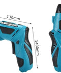 Drop Dead Easy Lithium Ion Cordless Hammer Drill And Impact Driver Workhorse Kit With Rapid Charger showing blue drill side view.