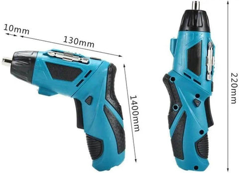 Drop Dead Easy Lithium Ion Cordless Hammer Drill And Impact Driver Workhorse Kit With Rapid Charger showing blue drill side view.