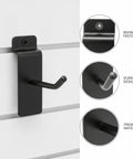 Heavy Duty Slatwall Hook Carbon Steel For Retail Displays And Garage Organization, Simple Tool Free Install, Durable Wall Mount Hanger