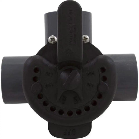 Straight Fire Pvc Three Way Diverter Valve With 2 Inch Spigot And 1.5 Inch Slip Design Built For Reliable Pool Spa Flow Management Dead Simple Install Keeps Your Water Moving Smooth top view showing valve handle and connection points.
