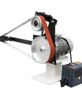 Heavy Duty Variable Speed Belt Sander And Knife Grinder Featuring Triple Grinding Wheels, Beefy Frequency Converter Base, 2000 Watt Motor.