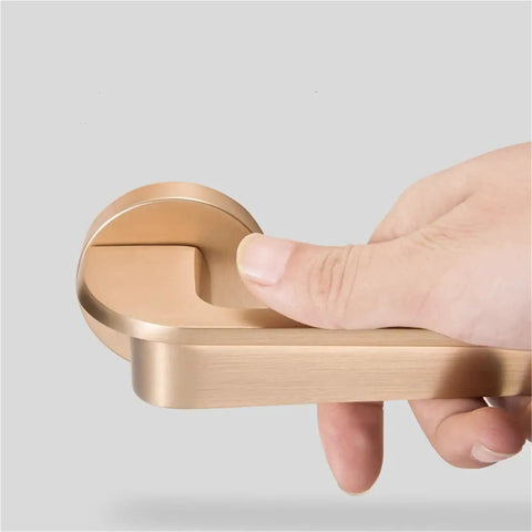 Hand on Gold Interior Door Handle Lock For Bedroom Hardware, Satin Finish Privacy Lock for Grey Doors, Durable Zinc Alloy