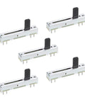 5 Pack Linear Fader Potentiometers 35mm Slide Potentiometers 100K Ohm B100K Dual Channel for Smooth Dimming and Tuning