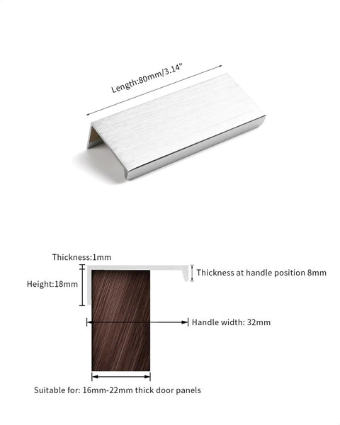5 Pack 3 Inch Self Adhesive Cabinet Pulls Silver Stick On Handles dimensions diagram