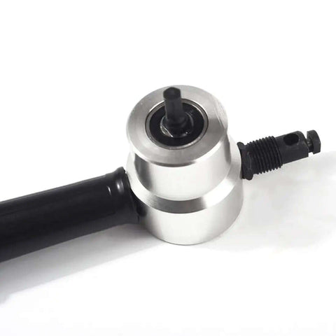 Double Head Nibbler Sheet Metal Cutter Tool for Drills and Saw Attachments, stainless steel, close-up view