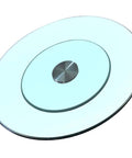 Tempered Glass Lazy Susan Turntable Plate With Aluminum Bearing Heavy Duty Round Serving Tray For Easy To Share Meals During Family Dinners And Parties 43 Inch Diameter Smooth Rotating Food Server Durable Wear And Heat Resistant.