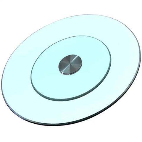 Tempered Glass Lazy Susan Turntable Plate With Aluminum Bearing Heavy Duty Round Serving Tray For Easy To Share Meals During Family Dinners And Parties 43 Inch Diameter Smooth Rotating Food Server Durable Wear And Heat Resistant.