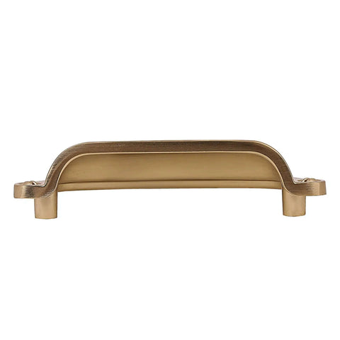 Chef Kiss 10 Pack 3 Inch Cup Kitchen Drawer Pulls With A Slick Champagne Gold Brushed Brass Finish side view of handle