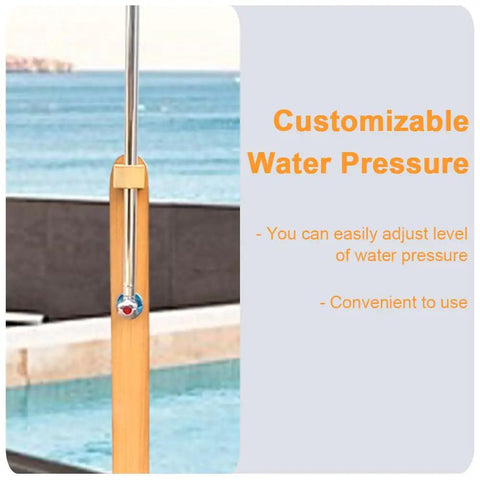 Portable Wood Outdoor Shower Kit For Backyard Poolside And Beach Use, Freestanding Shower With Sturdy Wood Frame, Grab And Go Setup, Perfect For Pools, Gardens, Patios, Spas, And Campers After Swim