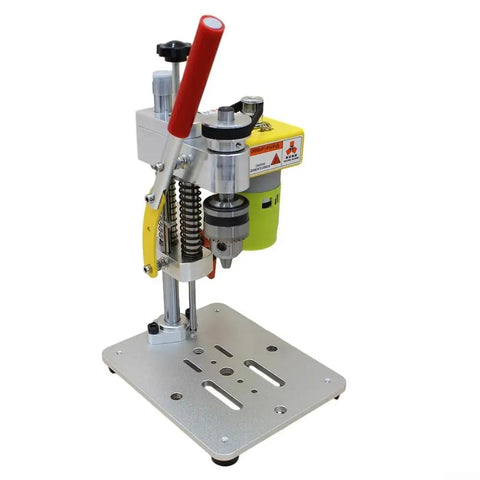 Powerful Mini Drill Press CNC Milling Machine Portable Benchtop showing aluminum base, precision chuck, and depth control feature.