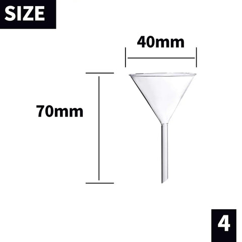 Four Piece Borosilicate Glass Funnel Set With 100mm 75mm 50mm And 40mm Diameters And Long Stems High Temperature Lab Grade Durable Chemical Resistant Reusable And Easy To Clean, 40mm funnel