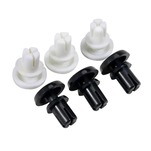 Black And White R Type Nylon Press Rivet Clips Snaps Right In Auto Trim Fasteners No Sweat Install Built Tough For Dashboard and Thin Panel Securing Without Any Tools Needed