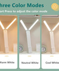 Dual Head LED Desk Lamp With Big Lighting Coverage For Home Office And Dorm Rooms Portable Battery Powered Rechargeable Light in three color modes