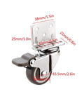 2 Inch TPE Rubber Caster Wheels With 360 Swivel Rollers And Safety Brakes, detailed view with measurements shown.