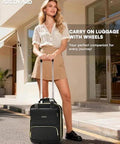 Front view of Arcoyard underseat carry-on luggage with wheels, black 16-inch rolling laptop bag.