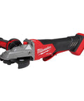 18 Volt Brushless Cordless 5 Inch Flathead Cutting Grinder With Rapid Stop Brake And Easy Grip No Lock Paddle Switch Tool side view.