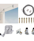Retractable Plant Pulley Hanger With No Fuss Easy Crank Adjustable Heavy Duty Ceiling Clothes Drying Rack components including pulleys, crank, and wire for garden baskets and pots.