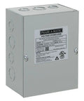 Heavy-Duty VS-3 Voltage Stabilizer And Phase Converter For 3 HP 230V Systems UL Certified gray metal box for reliable power protection.