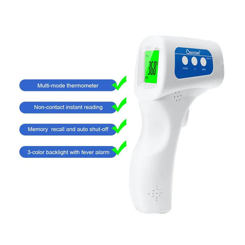 Non Contact Infrared Forehead Thermometer 3 In 1 Digital Thermometer For Kids Infants And Adults Fever Check Temp Gun With Fast One Second Readings Room And Object Temperature, white handheld display