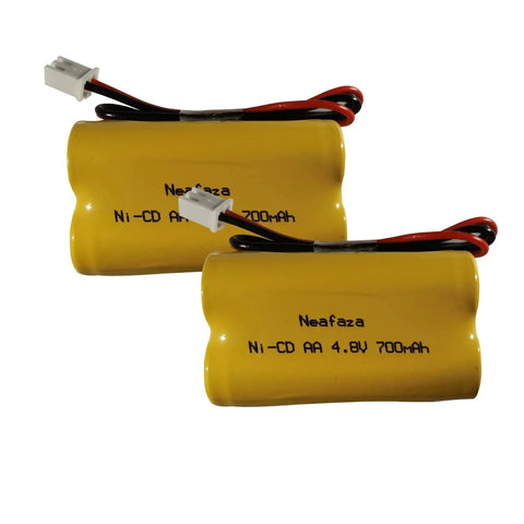 4.8V 700mAh Ni-Cd Battery Pack Compatible With Emergi-Lite MAG93NC487 And Exit Light Co BAA-48R Two-Pack shown in yellow casing.