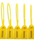 Yellow Numbered Security Zip Ties With Tamper Evident Seal Tags Pull Tight Self Locking Disposable Safety Locks For Fire Extinguishers Awesome For Airline Cargo Shipping Warehouses Luggage And Packages 100 Pack