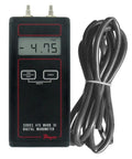 Dwyer digital manometer 475-1-FM with attached tubing, black case, red trim, LCD display