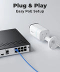 4K Ultra HD PoE Security Camera System With Four Cameras, H.265, 8-Channel NVR With 2TB HDD, plug and play PoE setup