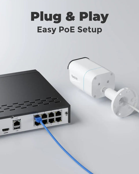 4K Ultra HD PoE Security Camera System With Four Cameras, H.265, 8-Channel NVR With 2TB HDD, plug and play PoE setup