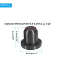 Silicone T Hole Stoppers 6.3mm 0.25in Pack Of 20 Soft Flexible Bottle Seal Plugs For Cable Glands And Holes Waterproof End Caps Black Heat Resistant Up To 500 Degrees F DIY Friendly Built Tough, black silicone stopper 9.3mm top, 20 pcs