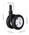 Four Pack White Twin Swivel Caster Kit For Baby Walker Replacement Wheels Runs Slick On Any Floor Premium Built Zero Fuss Easy Swap Stroller Parts with dimensions