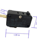 V-15-2C26-K Plug-and-Play Snap Action Micro Switch Replacement for OMRON and Shurflo 2088 Series Pumps, shown with dimensions