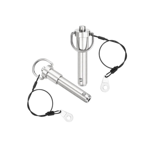 Tough As Nails Quick Release Pins 2 Pack Half Inch By 1 5 Inch Push Button Ball Locking Hardware 304 Stainless Steel Ring Handle Fasteners With Anti Lost Lanyard For Marine Boat Bimini Top Audio Rack Setup