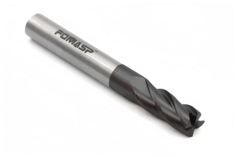 Carbide Square End Mill, 4 Flute, 5/16 In Diameter, 13/16 In Cutting Length, 5/16 In Shank, Micro Grain Carbide For Alloy And Hardened Steel