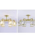 Modern Ceiling Pendant Light Featuring Transparent Crystal And Polished Gold Cylinder Frame For Living Room Bedroom Hotel Lobby Energy Saving Fixtures That Deliver A Straight Fire Vibe with multiple crystal shades.
