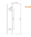 Heavy Duty 24 Inch Door Pull Handles With Solid 304 Stainless Steel Standoffs Brushed Finish Two Sided Push Pull Barn Door Handle For Interior And Exterior Use Pro Grade Glass Door Hardware Built To Last 24 inch dimension drawing
