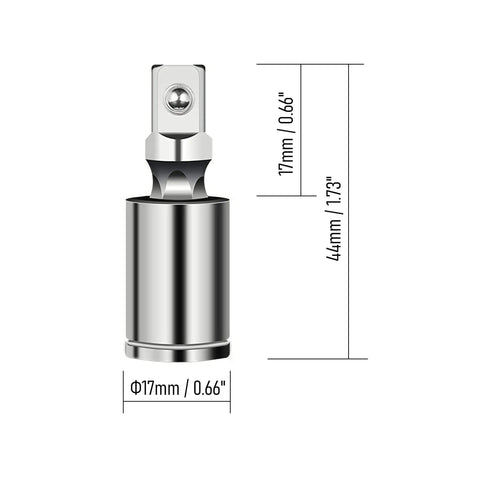 Beefed Up One Quarter Inch Universal Joint Swivel Socket Adapter With 360 Degree Rotating End, Impact Socket Extension, CRV Steel, Heavy Duty Chrome Vanadium Build For Tight Angles, Obstructed Areas, And Narrow Spaces, 1/4 inch