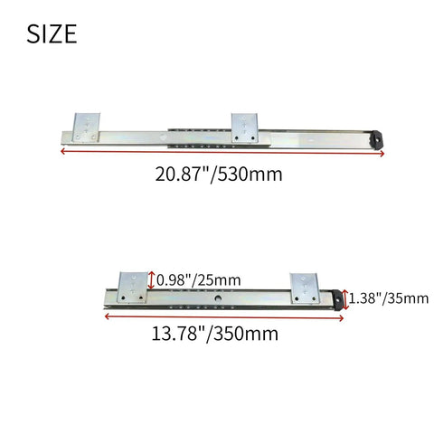 Two Pack Heavy Duty Drawer Slides For Under Desk Keyboard Tray 13.8 Inch Minimum Length 20 Inch Full Extension Ball Bearing Includes Screws Silver Rust Resistant Cold Rolled Steel Construction