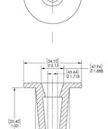 Caplugs T-20 T Series plastic tapered cap and plug, red LD-PE, 40-pack, front and sectional A-A views