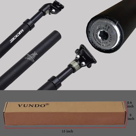 Bike Suspension Seatpost With Coil Spring And Shock Absorber, Lightweight Aluminum Body, 40mm Travel, black seatpost with clamp