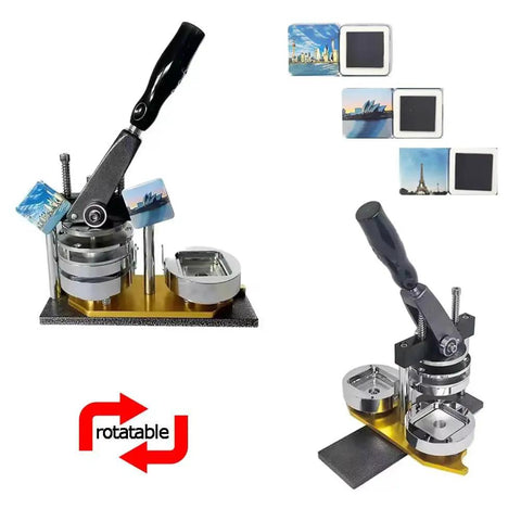 50Mm Fridge Magnet Button Badge Maker Kit With Paper Cutter And 100 DIY Badge Components shown with rotating mechanism
