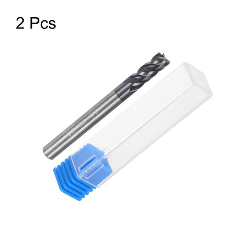2 Pack 5mm Square Nose End Mills With 4 Flutes HRC45 Carbide AlTiN Coated Router Bits for CNC machining with packaging