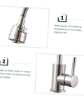 Shower Head 360 Degree Faucet Water Dispenser hot and Cold faucets Single-Tube tap for Kitchen Sink Rod Stainless Steel Single Handle, close-up view.