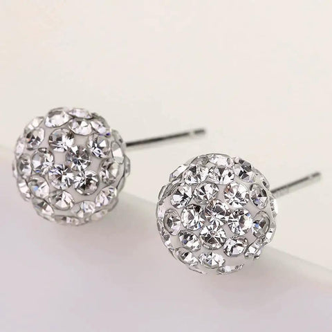 Minimalist CZ Cluster Small Ball Stud Earrings For Women And Girls 10mm 925 Sterling Silver With Long Lasting Finish Dainty Everyday Jewelry Sleek Dope Ear Studs For Day Or Night Classy Sparkle, pair shown
