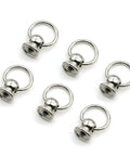 Kick Up Your Craft Game With 120 Zinc Alloy Silver Screwback Rivets And Pull Ring Studs, Featuring A Handy Mini Driver For Hella Durable Leather Bags Phones And Denim Fixes, six silver pull ring studs laid out.