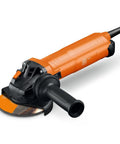 Top Shelf 1400 Watt Angle Grinder Packs Knock Tough 125mm cutting muscle with ergonomic handle and tilted gear head.