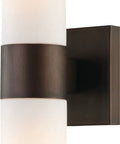 Sleek Dope Bronze Glass Reversible Wall Sconce For Bathrooms Damp Rated Vanity Light 13 Inch High By 4 Inch Wide E26 Base