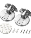 Magnetic Door Stop Set 304 Stainless Steel Brushed Silver No Drill Adhesive Mount With 3M Tape Wall Protector Pack Of 2 components
